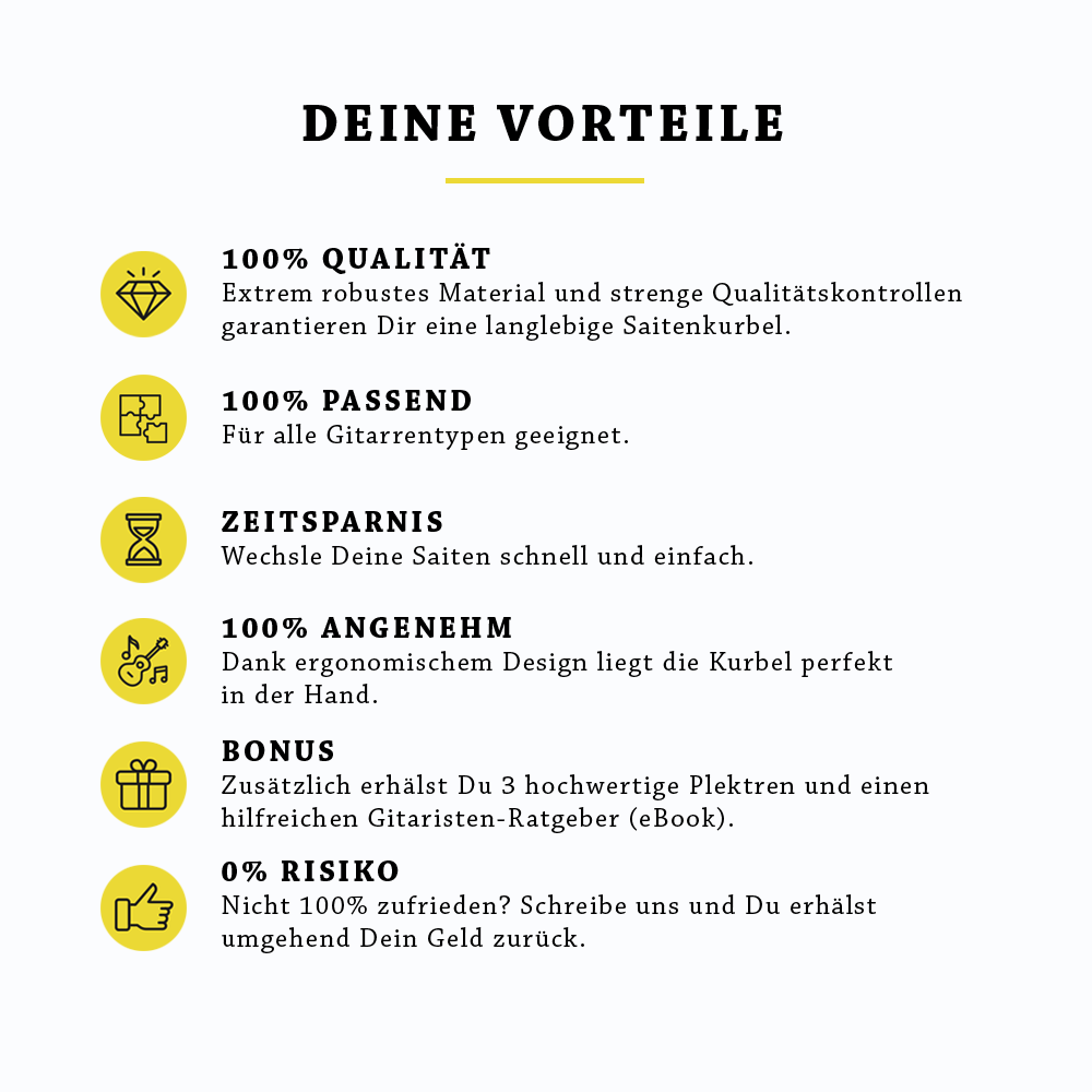 <b>Praktische Saitenkurbel</b><br>für Deine Gitarre