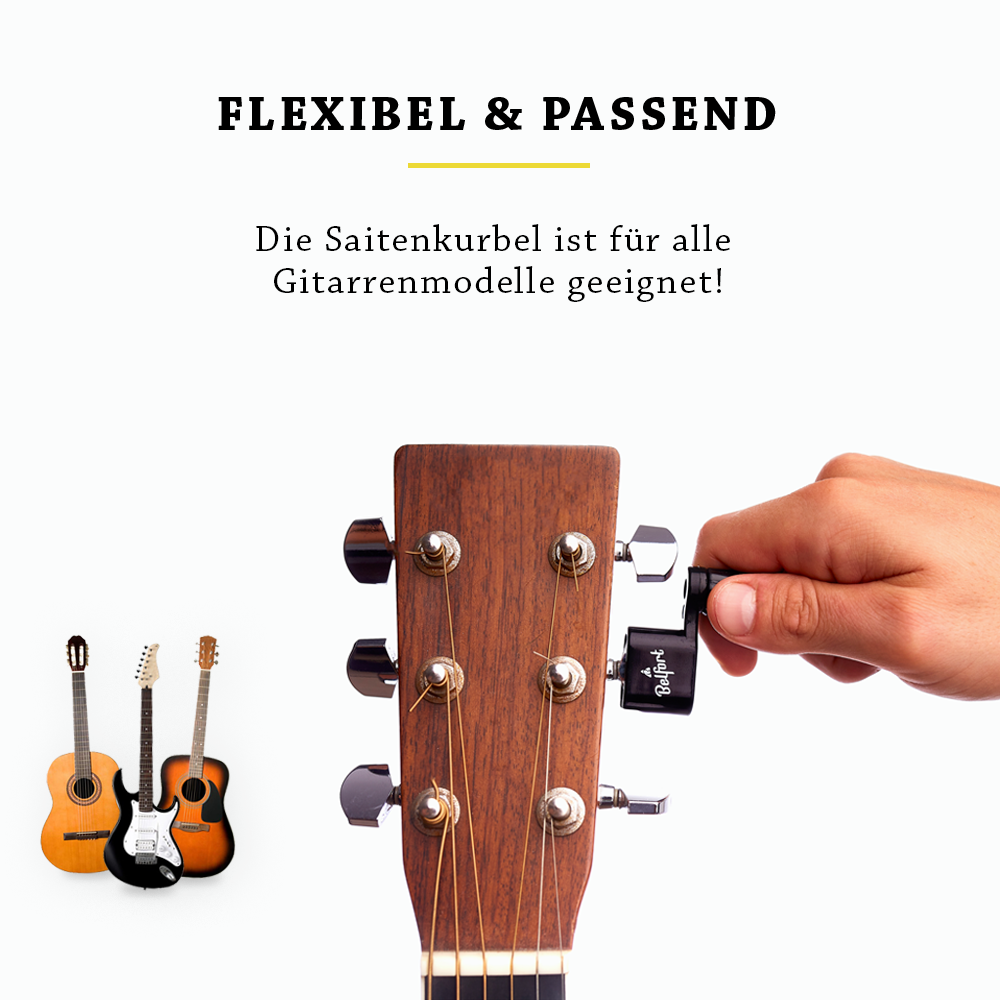 <b>Praktische Saitenkurbel</b><br>für Deine Gitarre