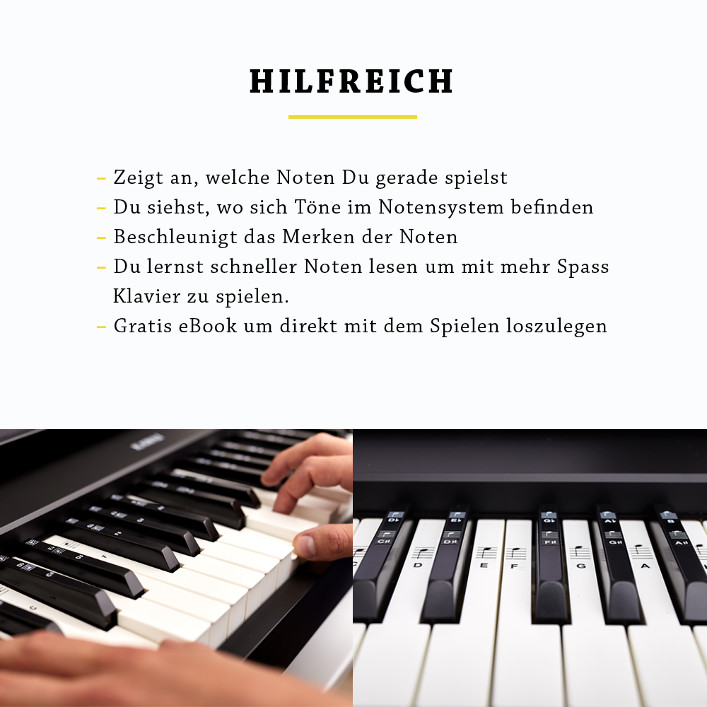 <b>Praktische Notenaufkleber</b><br> für Dein Klavier / Keyboard
