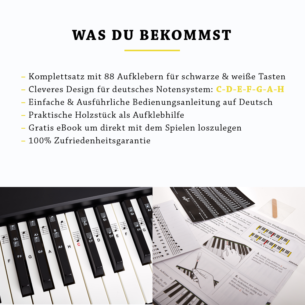 <b>Praktische Notenaufkleber</b><br> für Dein Klavier / Keyboard